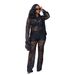 Women's Clothing Sexy Lace Patterned Lace-Trimmed Sheer Blazer & Pants Set – Long Sleeve Sexy Office-to-Club Outfit (Black/White, S-XXL)_ecoleips.com