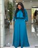 K Women's New Round Neck Irregular Lantern Sleeve Top, Nail Bead Wide Leg Pants Set. No Glasses Or Other Accessories_ecoleips.com
