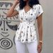 Women's Floral V-Neck Blouse Soft Polyester Top with Feminine Floral Print for Vacation_ecoleips.com