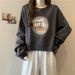 European And American Style Real-shot Foreign Trade American-style Fleece-lined Thickened Sweatshirt For Women,_ecoleips.com