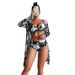 Women's Long-Sleeve Bikini Set – Floral Print Swimwear With Padded Top & UV Protection (Trendy 3-Piece For Beach & Pool)_ecoleips.com