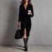 Women's Clothing Women's Solid Color Corduroy Long Sleeve Lapel Shirt Loose Long Skirt Maxi Dress For Autumn Winter_ecoleips.com