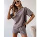 Solid Color Casual Shorts Suit For Women_ecoleips.com