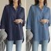 Aria Basics Aria Basics Cross-border 2021 Autumn New European And American Women's Fashion Solid Color Long Sleeve Turn-down_ecoleips.com