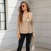 Women Single Gold Button Blazer Jacket, Lapel Pocket Slim Fit Casual Office Suit Coat 2 Colors_ecoleips.com