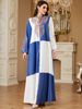 Women's Elegant Long Robe Dress Color Block Embroidered Fashionable Loose Fit European And American Style_ecoleips.com