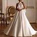 Women's Clothing Light Luxury High End Satin Wedding Dress Simple Sexy Front Slit Bride Out Of The Veil Classic Halter Neck Evening Dress_ecoleips.com