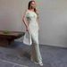 Women's Off Shoulder Solid Color Knit 3D Floral Bodycon Maxi Dress – Elegant Resort Party Gown_ecoleips.com