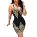 Foreign Trade European And American Bodycon Dress With Straps, Women's Clothing, Lace Sexy V-neck Tight-fitting_ecoleips.com