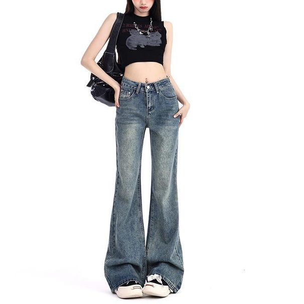 Tall And Elongated American Style Micro Flared Jeans For Women In Autumn, With A High Waist That Looks Slim Without_ecoleips.com