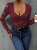K New Women's Clothing Square Collar Lace Patchwork Jumpsuit Sexy Long Sleeved One-piece Garment_ecoleips.com