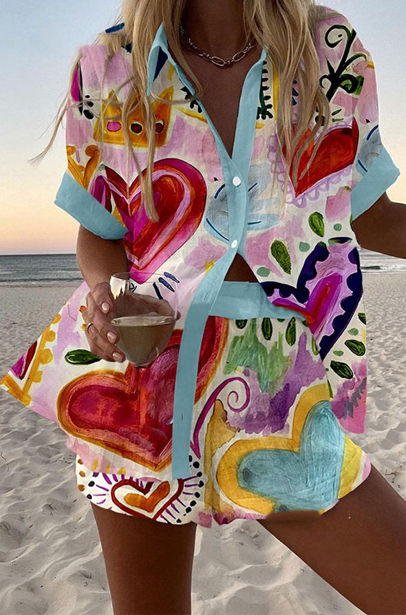 Custom Digital Print Women's Summer Top Set, Vibrant 3D Pattern, Sleeveless & Short-Sleeve Options (S-5XL)_ecoleips.com