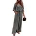 Women's Spring Casual Two Piece Set V Neck Irregular Top Wide Leg Button Design Cotton Pants_ecoleips.com