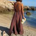 Summer Casual Loose Backless Vacation Dress Women's Beach Midi Skirt European American Style Cross Border E-commerce_ecoleips.com