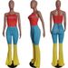 Women's Summer Two Piece Suit Vest Sleeveless & Flared Pants Red Printed Casual Commuting Outfit Spring/Autumn_ecoleips.com