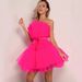 Women's Clothing Mesh Temperament Bow Puffy Dress Skirt_ecoleips.com