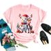 European And American Cross-border Foreign Trade Women's Clothing Christmas Snowman Print Round Neck Short-sleeve_ecoleips.com