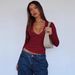 European American Style Trendy V-neck Lace Trim Design Slim-fit Short Top, Pure And Alluring Women's T-shirt_ecoleips.com