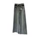 Retro Light Blue Cropped Jeans for Women Loose Straight Leg Slim Fit Wide Leg Style Suitable for Petite Women_ecoleips.com