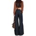 Women's Dark Blue High-Waisted Wide Leg Jeans Relaxed Loose Fitting Straight Leg Floor Length Pants For All Seasons_ecoleips.com