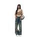 Versatile Ripped New Jeans For Women's Summer Fashion Trend, Floor Length Washed Wide Pants, Straight Leg Pants_ecoleips.com