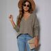Women's V-neck, Short In The Front, Long In The Back, Casual, With Side Pockets, Long-sleeved Knit Top_ecoleips.com