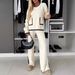 Women's Clothing Autumn And Winter New Fashion Solid Color Round Neck Long Sleeve Knitted Casual Suit_ecoleips.com