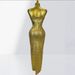 Elegant Bodycon Long Dress Gold Foil Deep V Neck Sleeveless Evening Gown for Women's Parties And Banquets_ecoleips.com