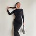 Women's Clothing Spring And Autumn New Slimming High End Pure Color Temperament Long Hip Wrapped Dress Women_ecoleips.com