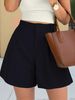 Women's Shorts Solid Color Straight Leg Wide Leg A-Line Casual Fashion_ecoleips.com