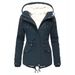 Women's Hooded Winter Coat With Drawstring Waist - Thick Cotton-Padded Jacket For Cold Weather - Streetwear Fashion In Pink, Red, Black, Navy_ecoleips.com