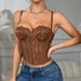 Black Lace Corset Top – Adjustable Bustier With Sheer Mesh Panels (Sexy Bodycon, Strappy Bralette For Layering Or Standalone Wear)_ecoleips.com