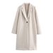 Three-color One-grain Solid-color Lapel Woolen Coat Women's Medium And Long Coat_ecoleips.com
