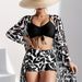 Women's Clothing Printed Halter Neck Suspenders Sexy Bikini Three Piece Set_ecoleips.com