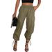 Women’s Clothing Summer New Women's Loose Casual Parachute High Waist Elastic Drawstring Pocket Overalls Trousers_ecoleips.com