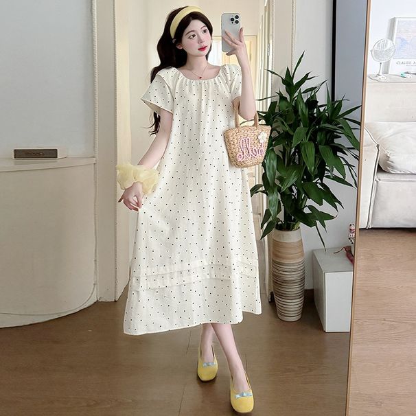 Summer New Korean Fashion Polka Dot Maternity Dress_ecoleips.com