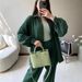 Women's Clothing Loose Solid Color Two Piece Suits New Long Sleeved Large Size Suits_ecoleips.com