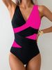 Women's Clothing Color Matching Cross Straps One Piece Bikini Swimsuit_ecoleips.com