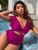 Aria Basics European And American Bikini New Sexy Set One-Piece Solid Color Cross-Border Multi-Color Hot-Selling Plus Size_ecoleips.com