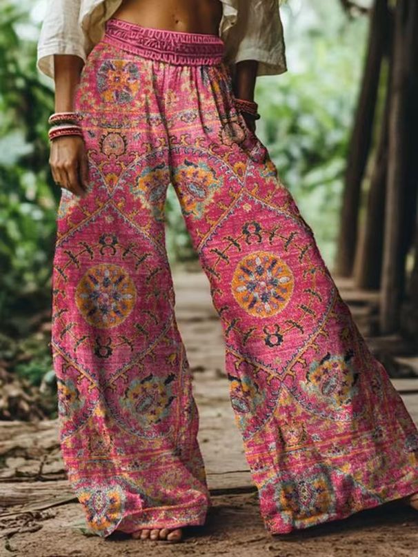 Women's Clothing Linen Loose Elastic Waist Pocket Women's Straight Casual Pants_ecoleips.com