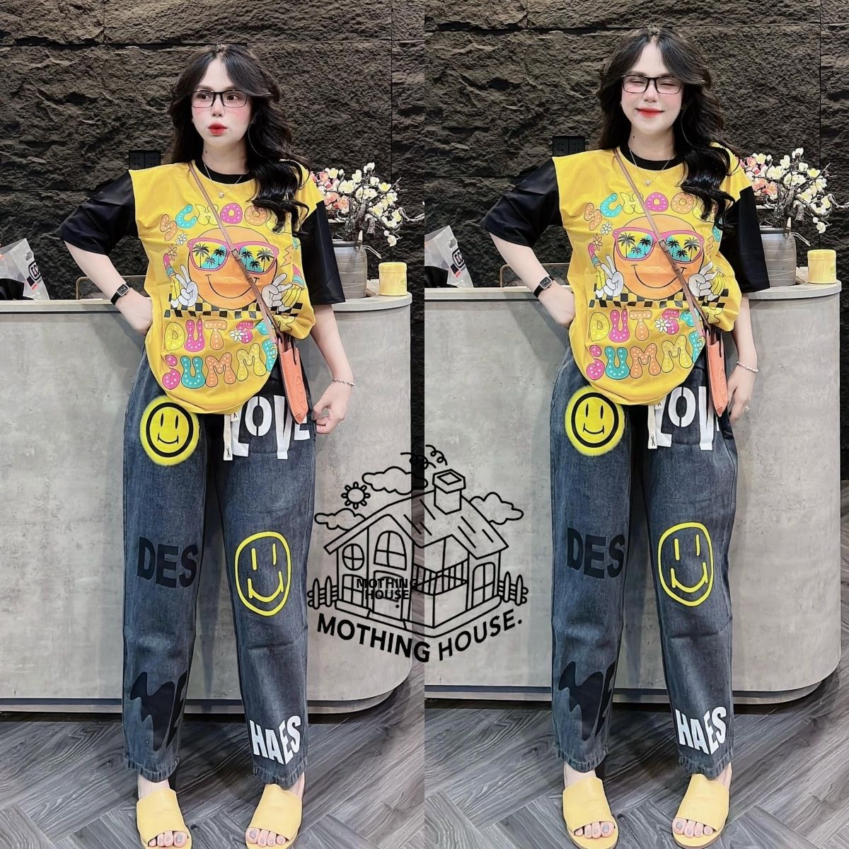 Women's Graphic Print Short Sleeve Top With Wide-Leg Pants Set, Summer Casual Two-Piece Outfit For Street Style And Daily Wear_ecoleips.com