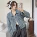 Aiyixuan Short Denim Jacket, Women's Early Autumn New Design, Slimming Long Sleeved Jacket Top_ecoleips.com