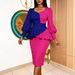 Women's Dress European American Style Fitted Waist Elegant Puff Sleeves Bodycon Skirt For Commuting_ecoleips.com
