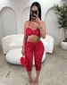 Women's Clothing Polka Dot Print Camisole Top And Hip Lifting 7/8 Pants Set Trendy Summer American Sexy_ecoleips.com