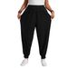 Women's Classic Black Harem Pants Elastic Waistband Side Pockets Soft Milk Silk Feel Comfortable Casual Wide Leg Trousers_ecoleips.com