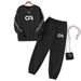 Men's Casual Letter Print Hoodie & Jogger Set - Soft Polyester Loungewear For Winter, Streetwear Two-Piece Outfit (S-Xxl, White/Black)_ecoleips.com