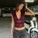 European And American Style Sheer Lace Tube Top 2025 New Sexy Patchwork Deep V Halter Lace-Up Camisole Wholesale_ecoleips.com