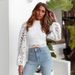 K New Sexy Hollow Out Long Sleeved Zipper Solid Color Lace Shirt For Women_ecoleips.com