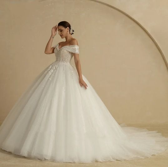 Sequined One Shoulder Main Wedding Dress New Slim Temperament Bride Wedding Wedding Dress Outing Gauze Female_ecoleips.com