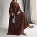 Women's Clothing Muslim Solid Color Temperament Long Belt Fashion Dress_ecoleips.com